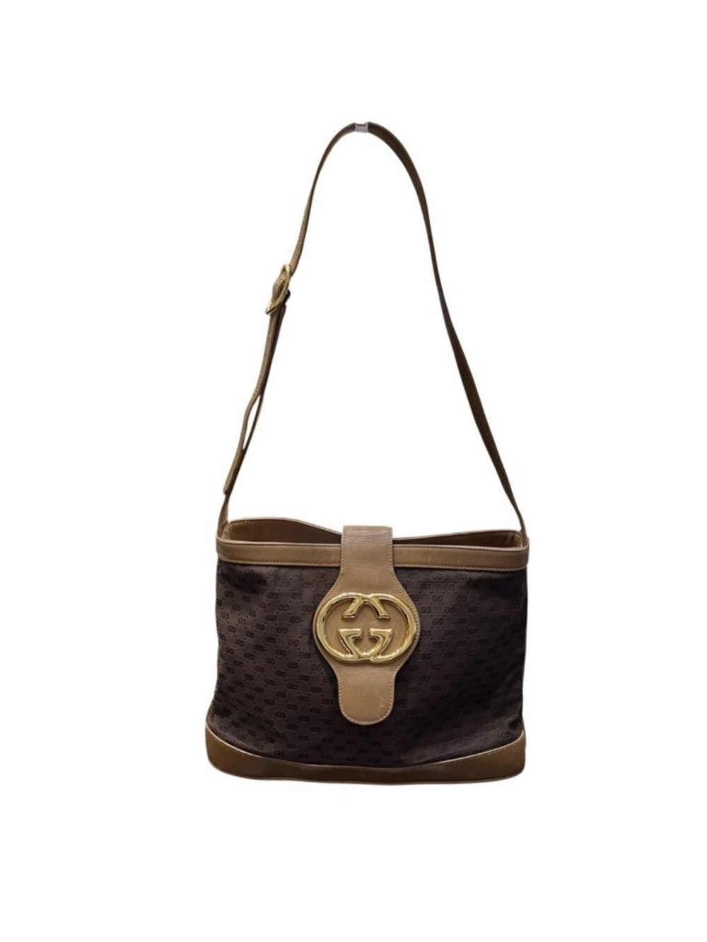 Gucci GG Plus Shoulder Bag Leather Canvas 30